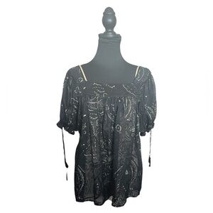 Women’s Black Designer Front Top w inner Tan Thin Strap Top byNicole Miller S 14